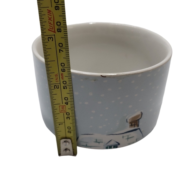 Pier 1 Stacking Christmas Village Winter Stoneware Mugs Set of 4 Metal S… - Picture 14 of 16